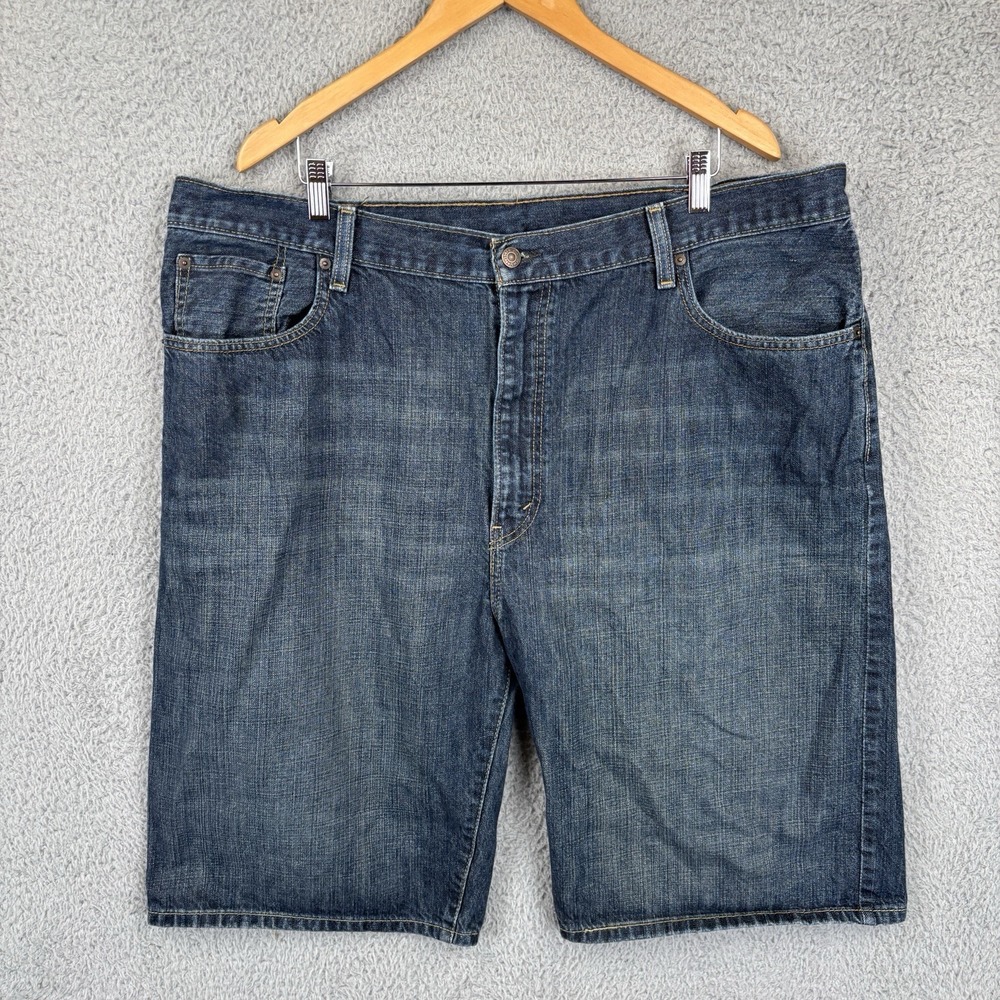 Vintage Y2K Levis 569 Shorts Men 42 Loose Fit Baggy Skate Jorts Dark Wash Denim - Picture 1 of 8
